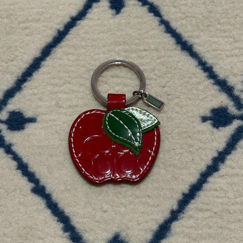 Coach Vintage Y2K Patent Leather Apple Keychain Purse Charm Collectible - Red